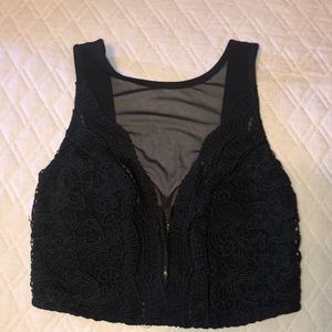 Black sheer crop top